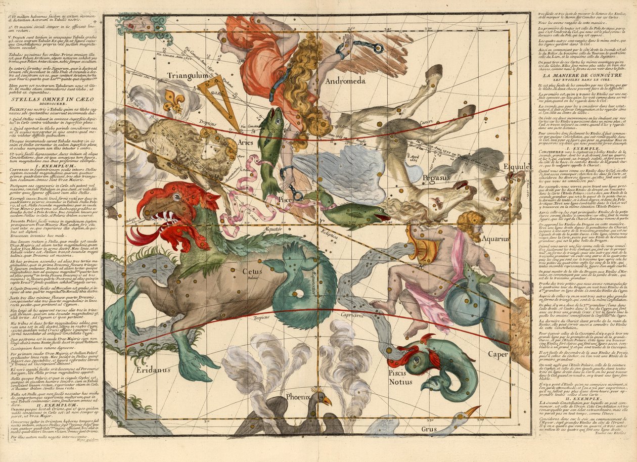 Equinozio di primavera, Tavola 2 da Globi coelestis in tabulas planas redacti descriptio, pub. 1674 da Ignace Gaston Pardies