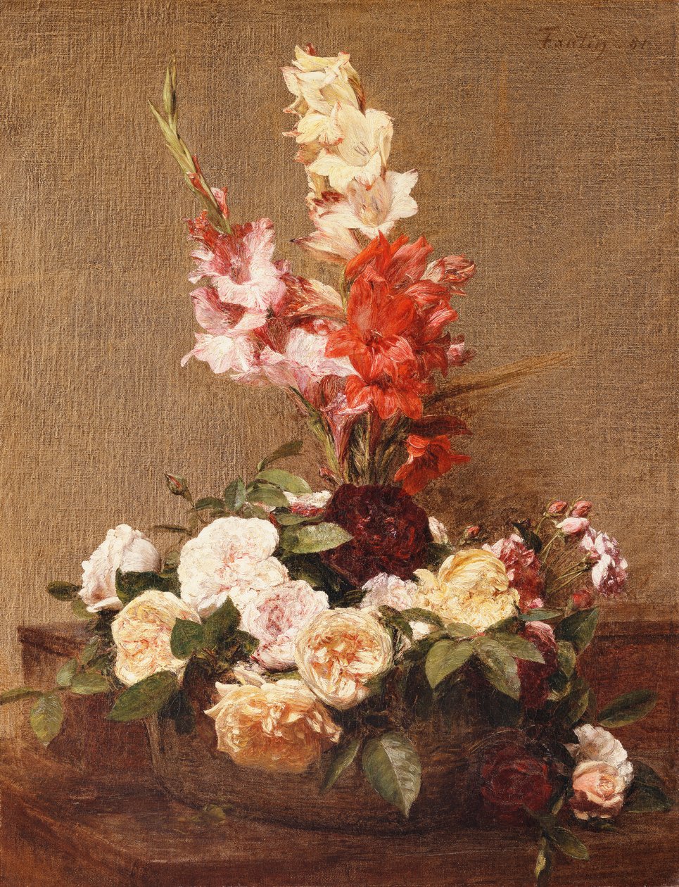 Gladioli e rose da Ignace Henri Jean Fantin Latour