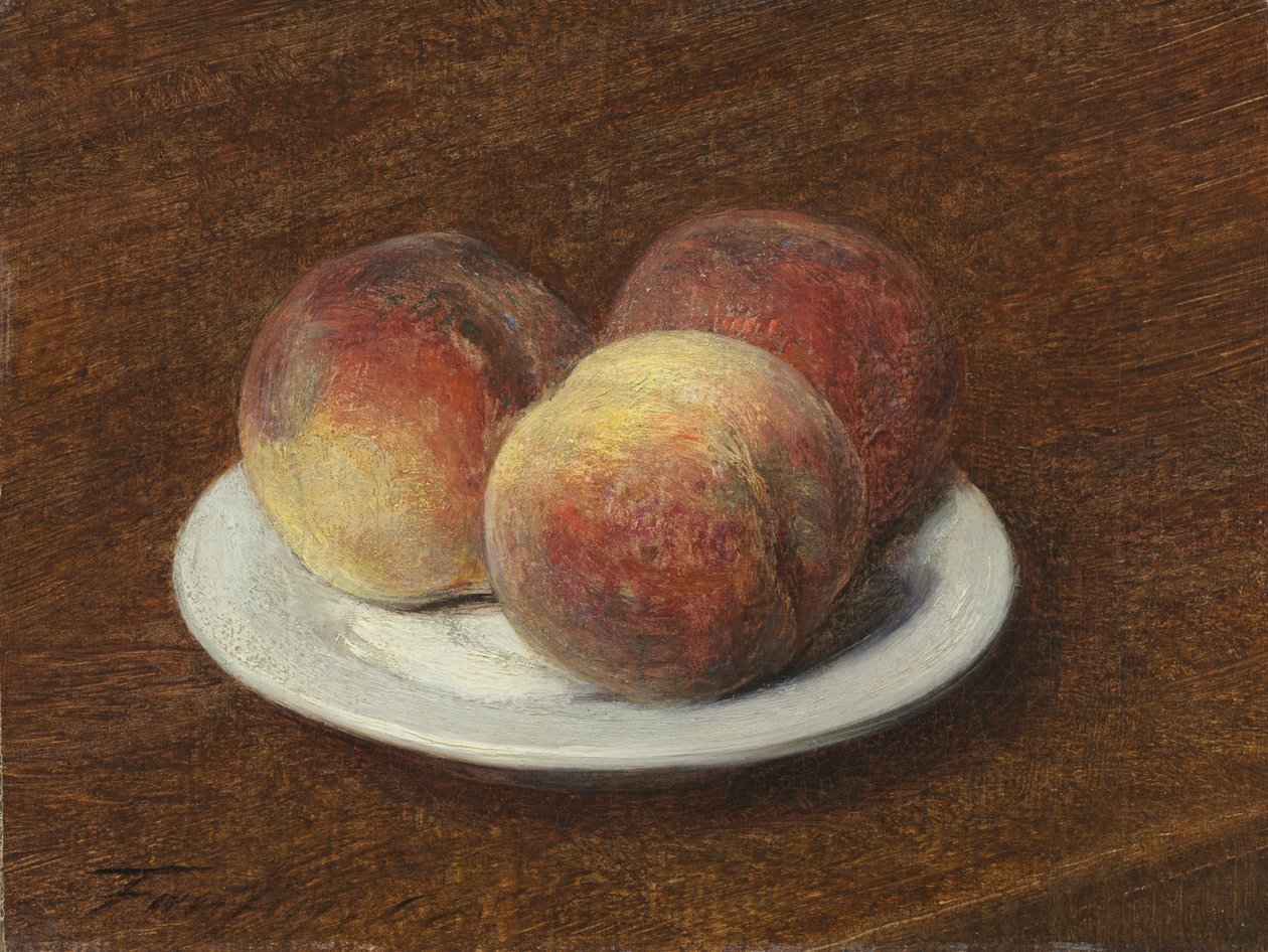 Tre pesche su un piatto da Ignace Henri Jean Fantin Latour