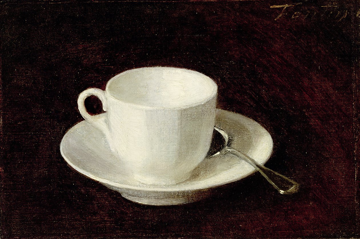Tazza e piattino bianchi da Ignace Henri Jean Fantin-Latour
