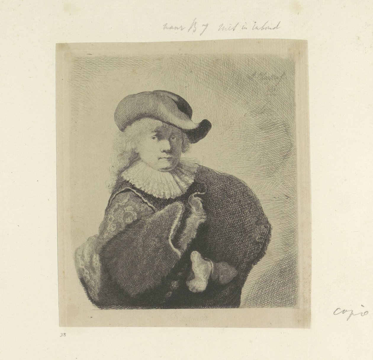 Autoritratto con cappello a tesa larga e mantello ricamato da Ignace Joseph de Claussin