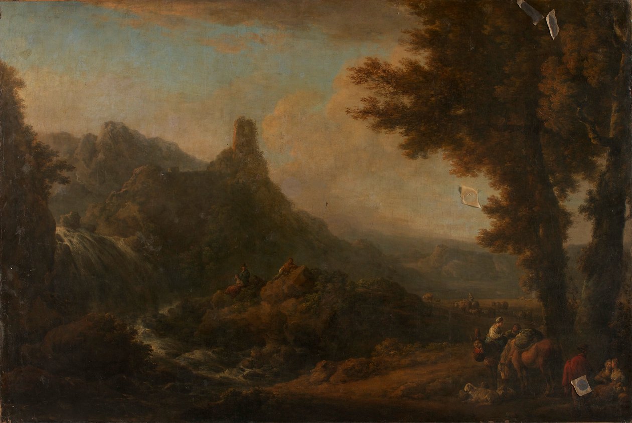 Paesaggio con cascata da Ignaz Du Vivier