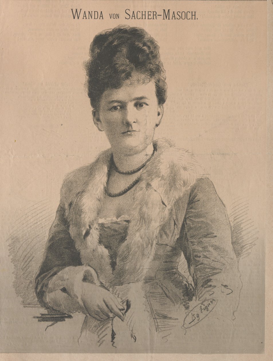 Scrittrice Wanda von Sacher-Masoch, nata Angelika Aurora Rümelin da Ignaz Eigner
