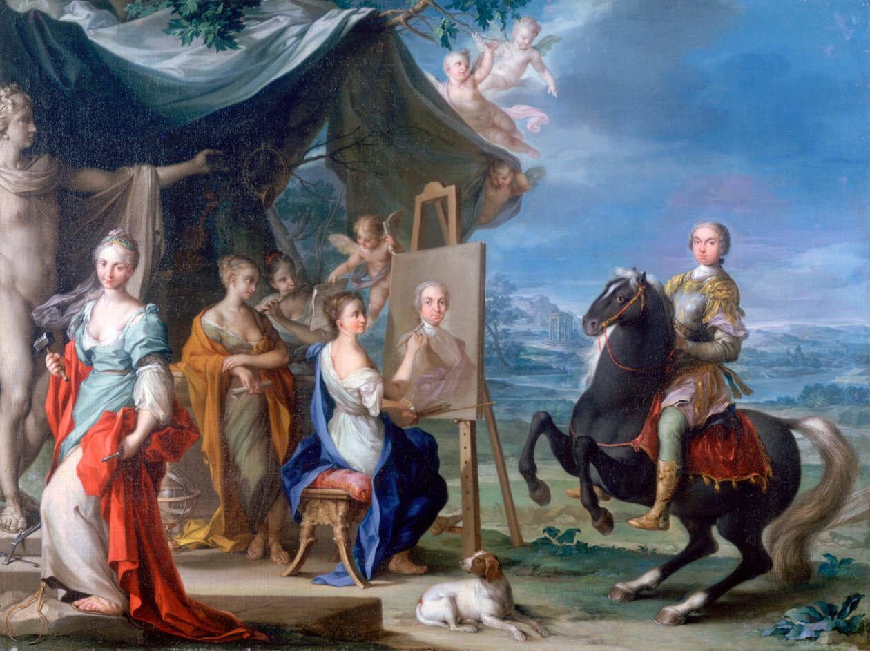 Ritratto equestre di un nobile come protettore delle arti, c. 1699-1748 da Ignaz Stern