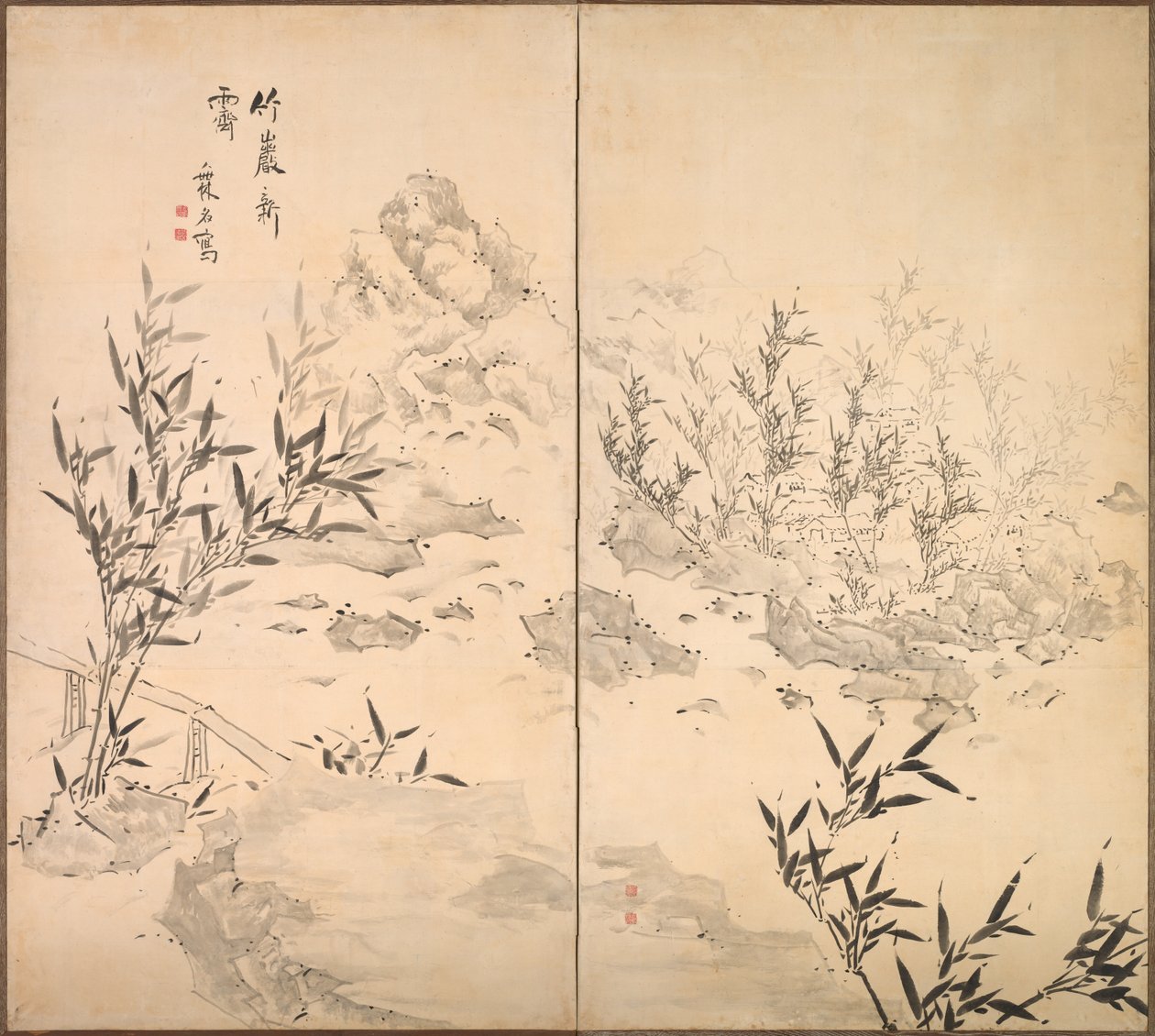 Bambù con bel tempo dopo la pioggia, metà del 1700 da Ike Taiga