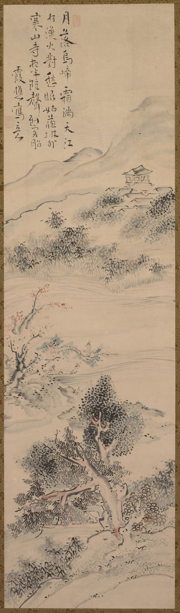 Illustrazione della poesia di Zhang Qi sul Tempio della Montagna Fredda da Taiga Ike