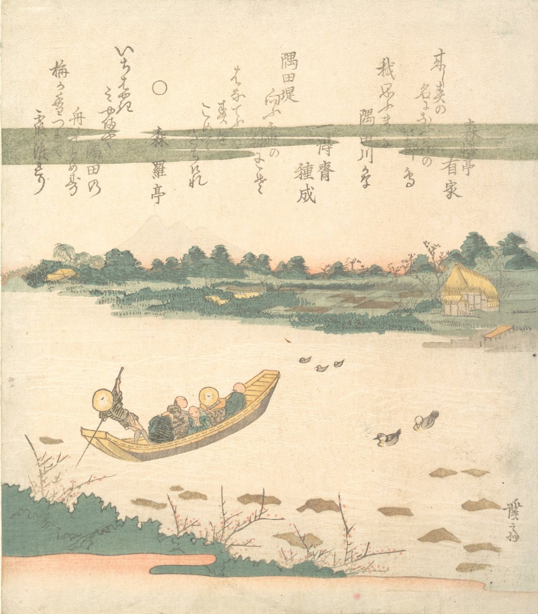 Traghetto che attraversa il fiume Sumida, ca. 1840 da Ikeda Eisen