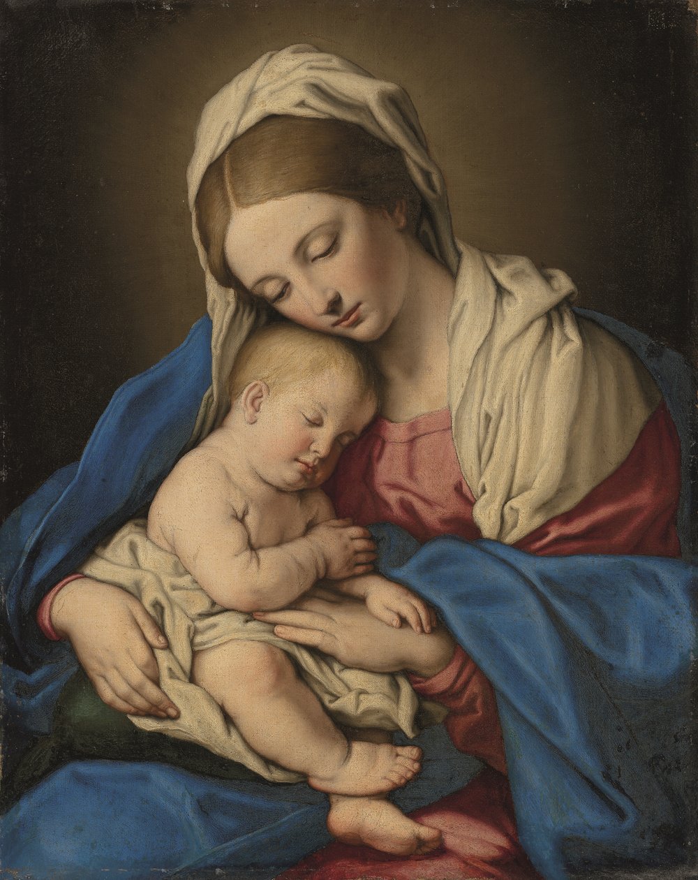 Madonna con Bambino (olio su tela) da Il (1609-85) Sassoferrato