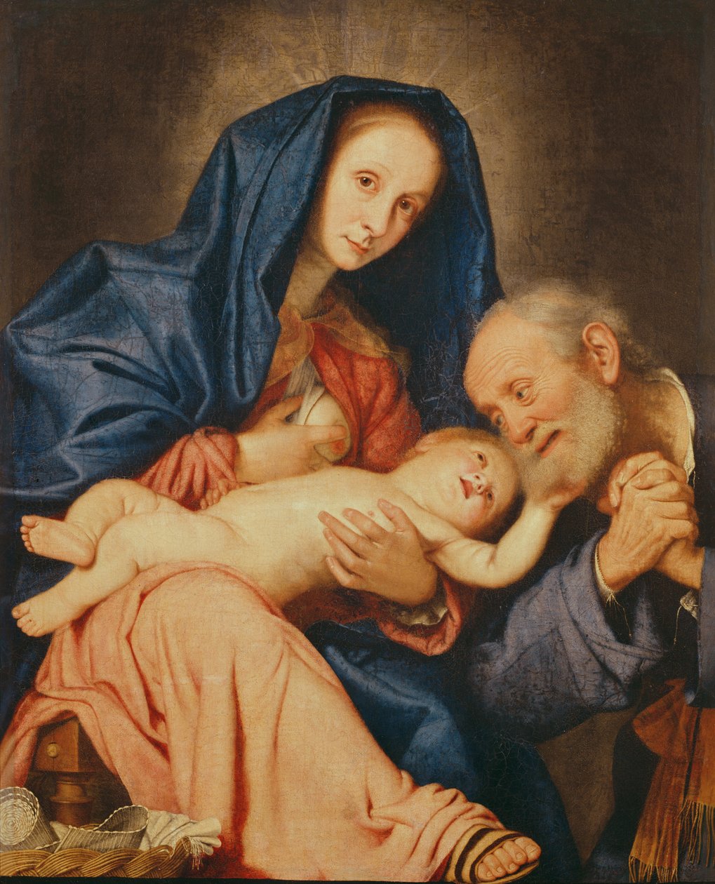 La Sacra Famiglia con un cesto da Il Sassoferrato