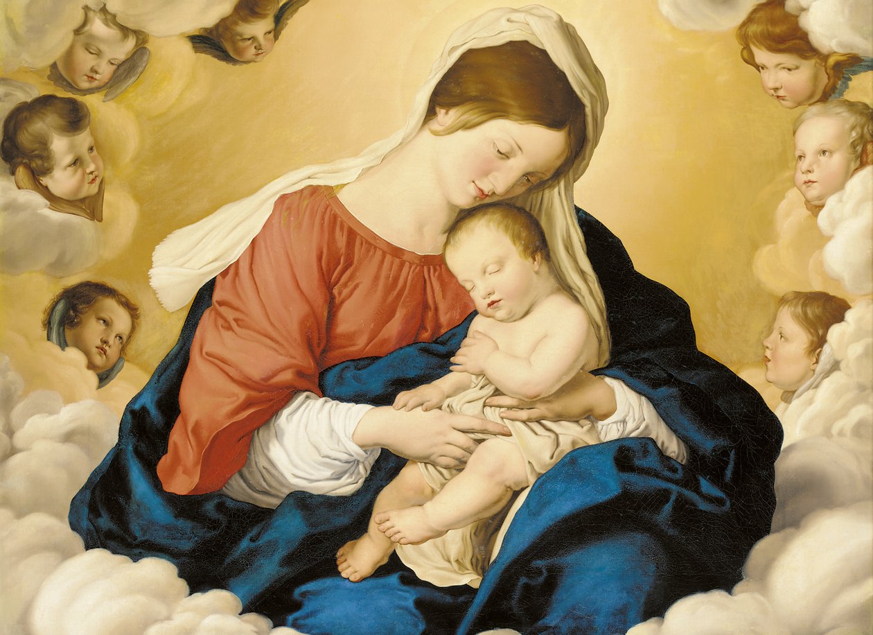 La Madonna e il Bambino in gloria con cherubini da Il Sassoferrato