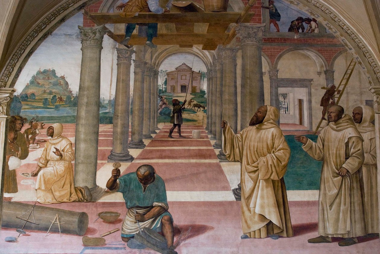 Vita di San Benedetto, Scena 11: Benedetto fonda dodici monasteri da Il Sodoma