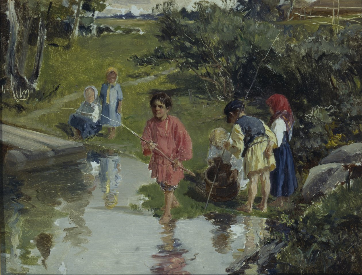 Bambini che pescano, 1882 da Illarion Mikhailovich Pryanishnikov