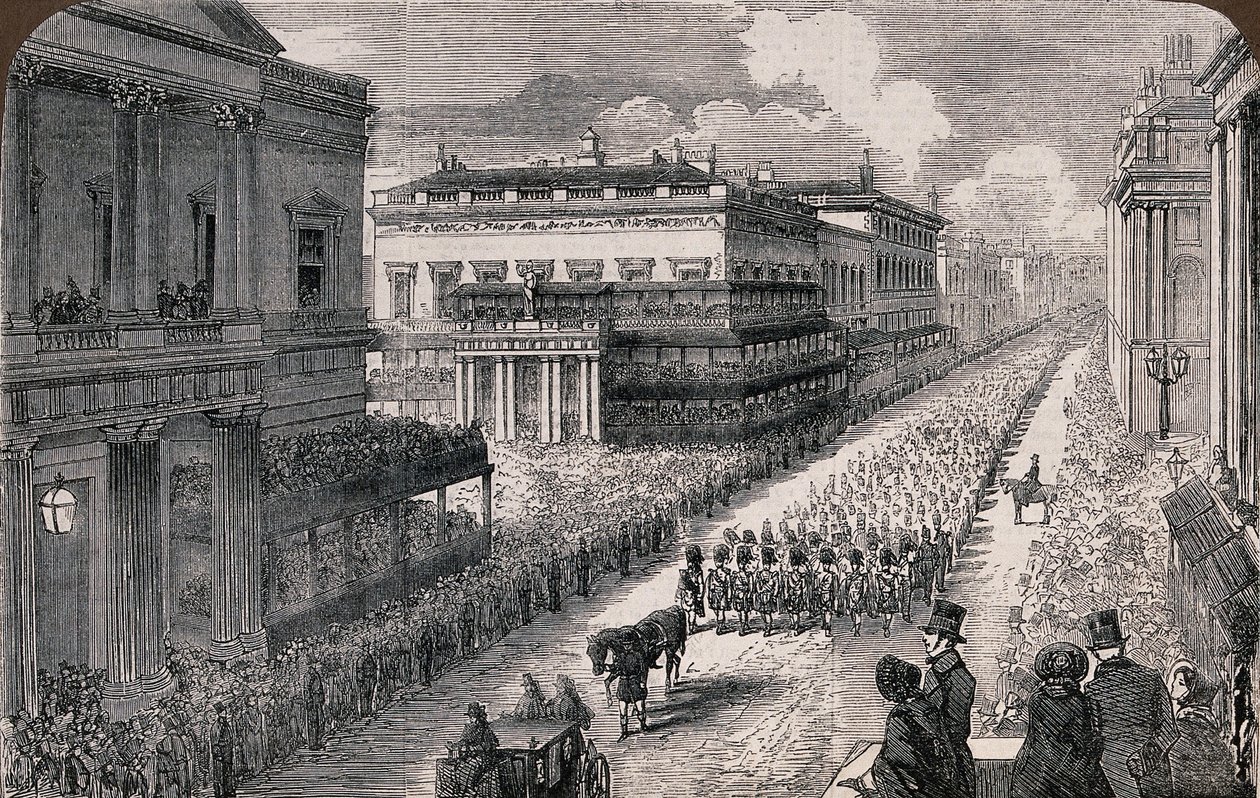 Funerale del defunto Duca di Wellington - La processione a Pall-Mall, 1852 S3 V0042000 V0042526 da Illustrated London News