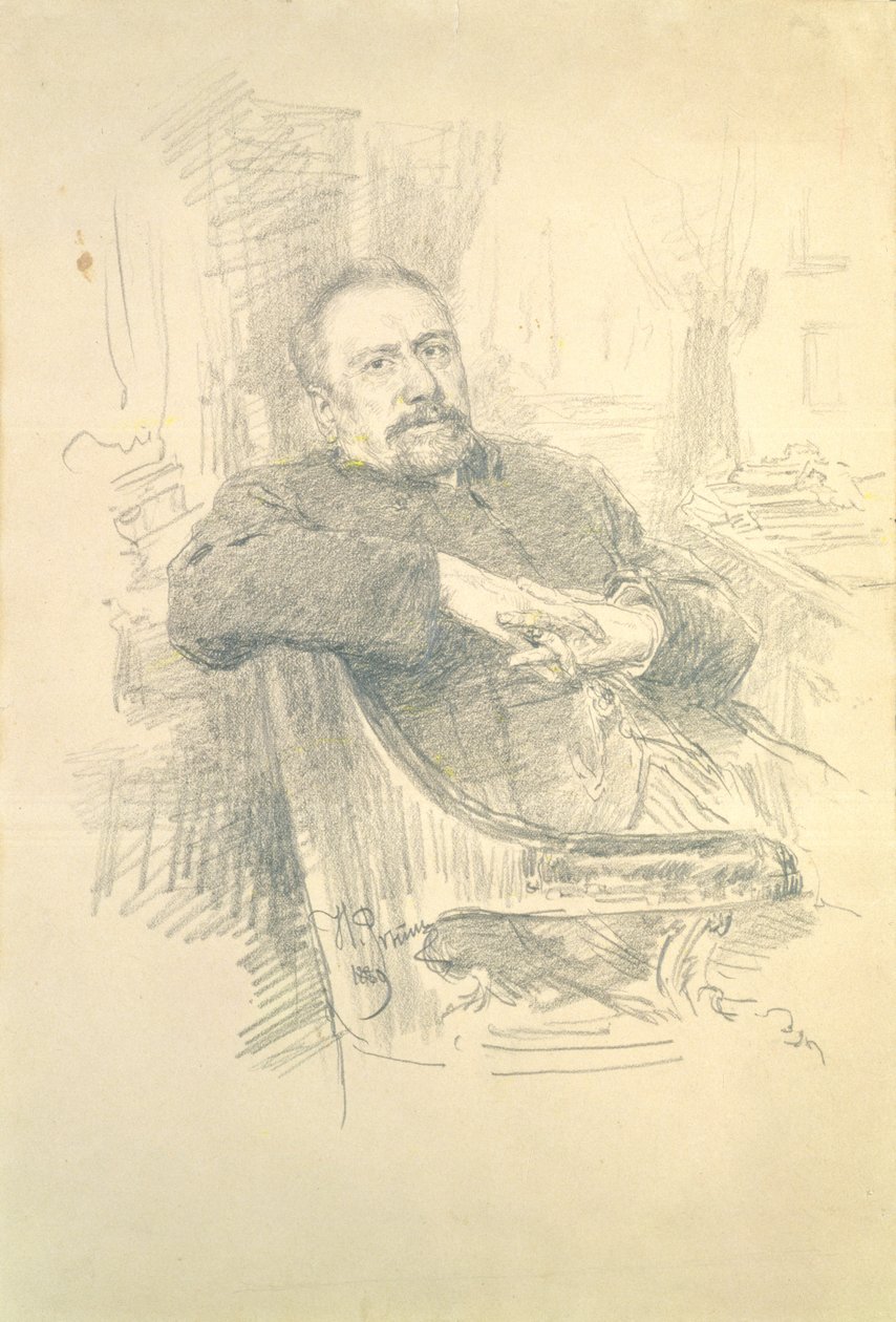 Ritratto di Nikolaj Leskov (1831-95), 1889 da Ilya Efimovich Repin