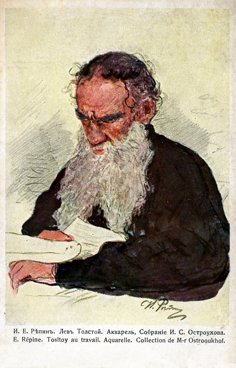 Lev Tolstoj al lavoro di Repin da Ilya Efimovich (after) Repin