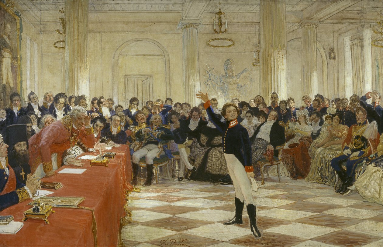 Alexander Pushkin a un esame nel Liceo di Tsarskoye Selo l