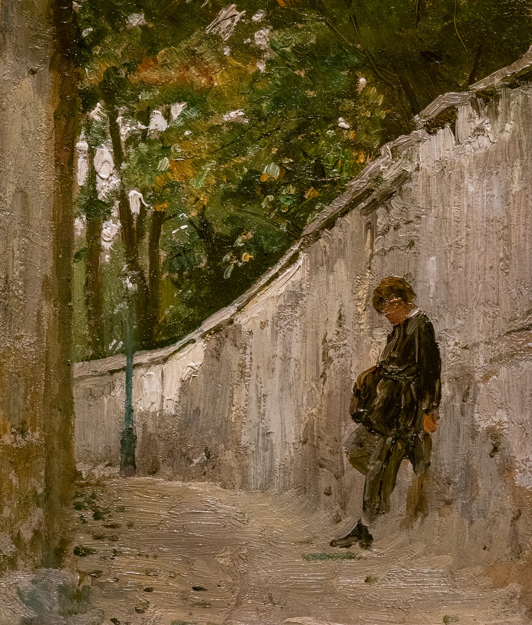 Ragazzo appoggiato al muro di un giardino, Montmartre da Ilya Efimovich Repin