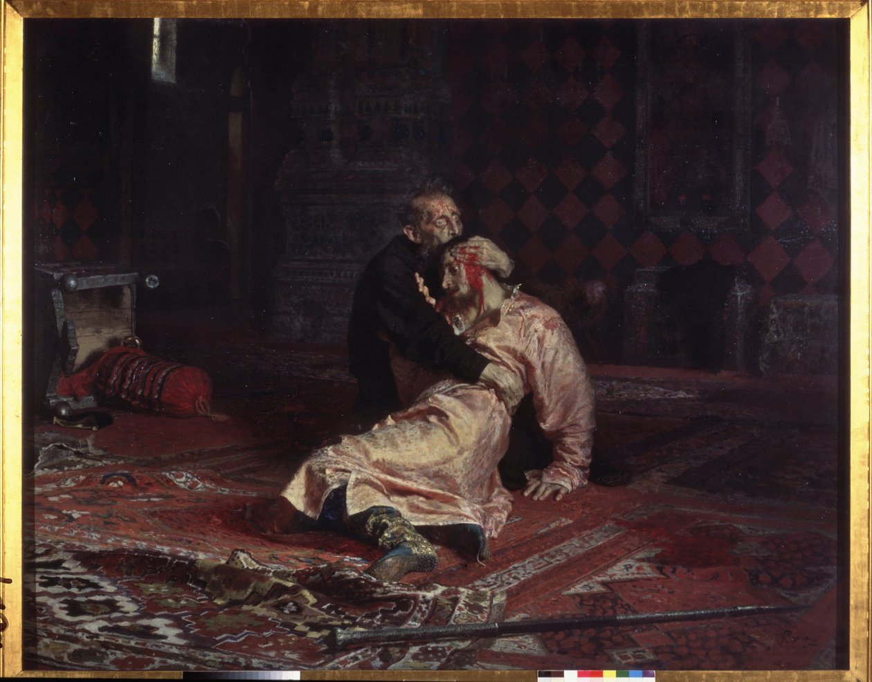 Ivan IV il Terribile abbraccia suo figlio Ivan Ivanovich da Ilya Efimovich Repin