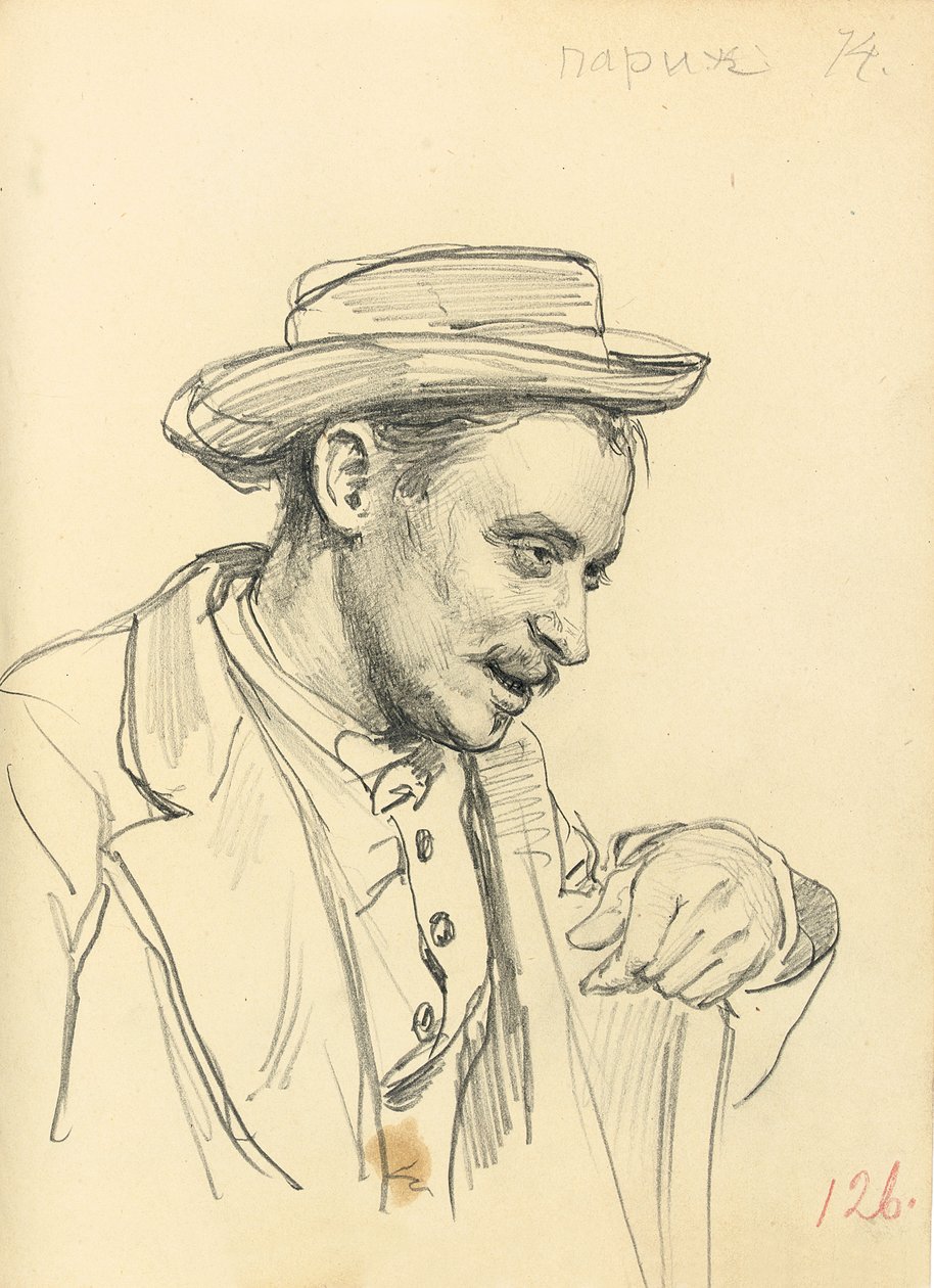 Uomo con cappello di profilo, c. 1872-1875 da Ilya Efimovich Repin