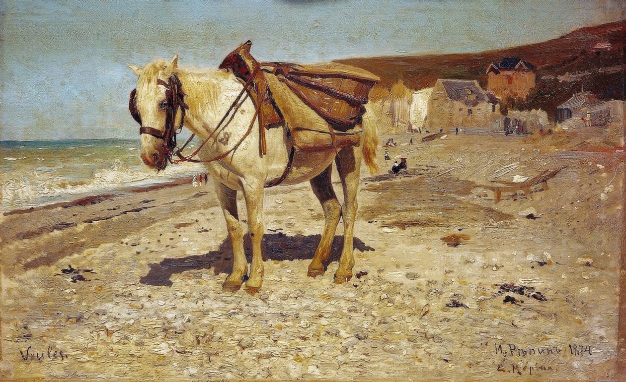 Cavallo per trasporto pietre a Veules da Ilya Efimovich Repin