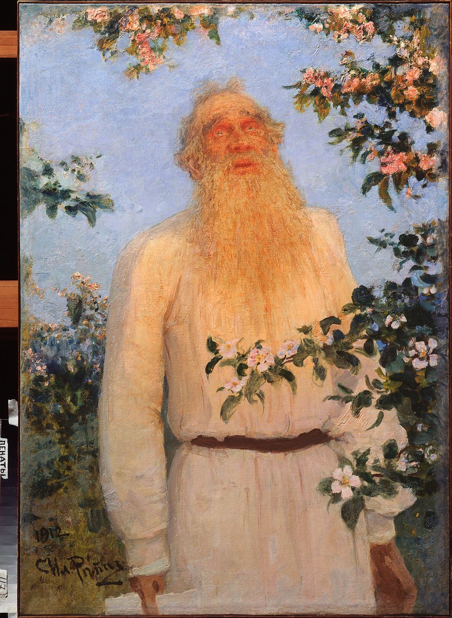Ritratto dello scrittore Lev Tolstoj (1828-1910) da Ilya Efimovich Repin