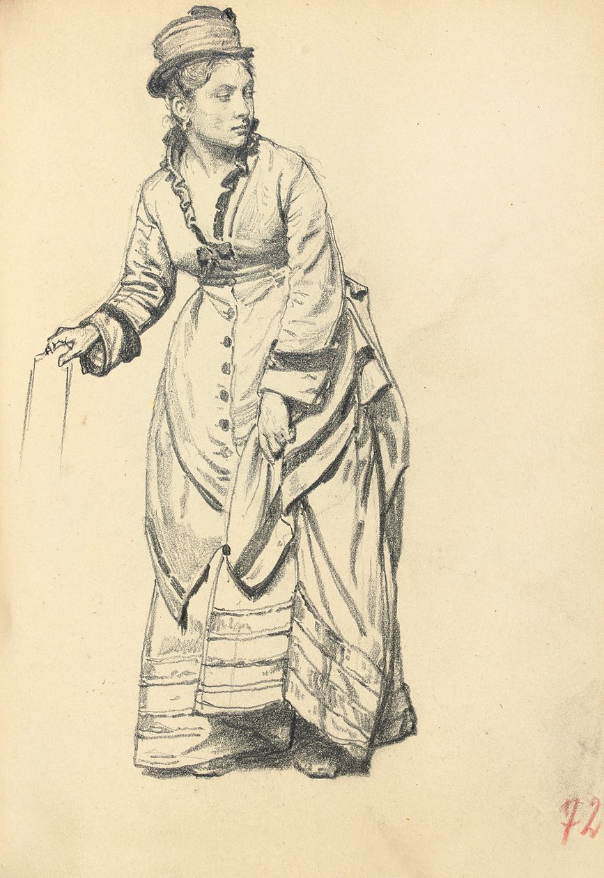 Donna in Piedi che Tiene il Suo Vestito da Ilya Efimovich Repin