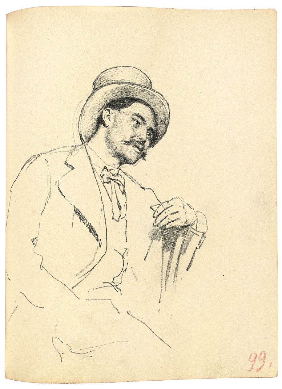 Studio per "Un caffè parigino": Uomo seduto con cappello da Ilya Efimovich Repin