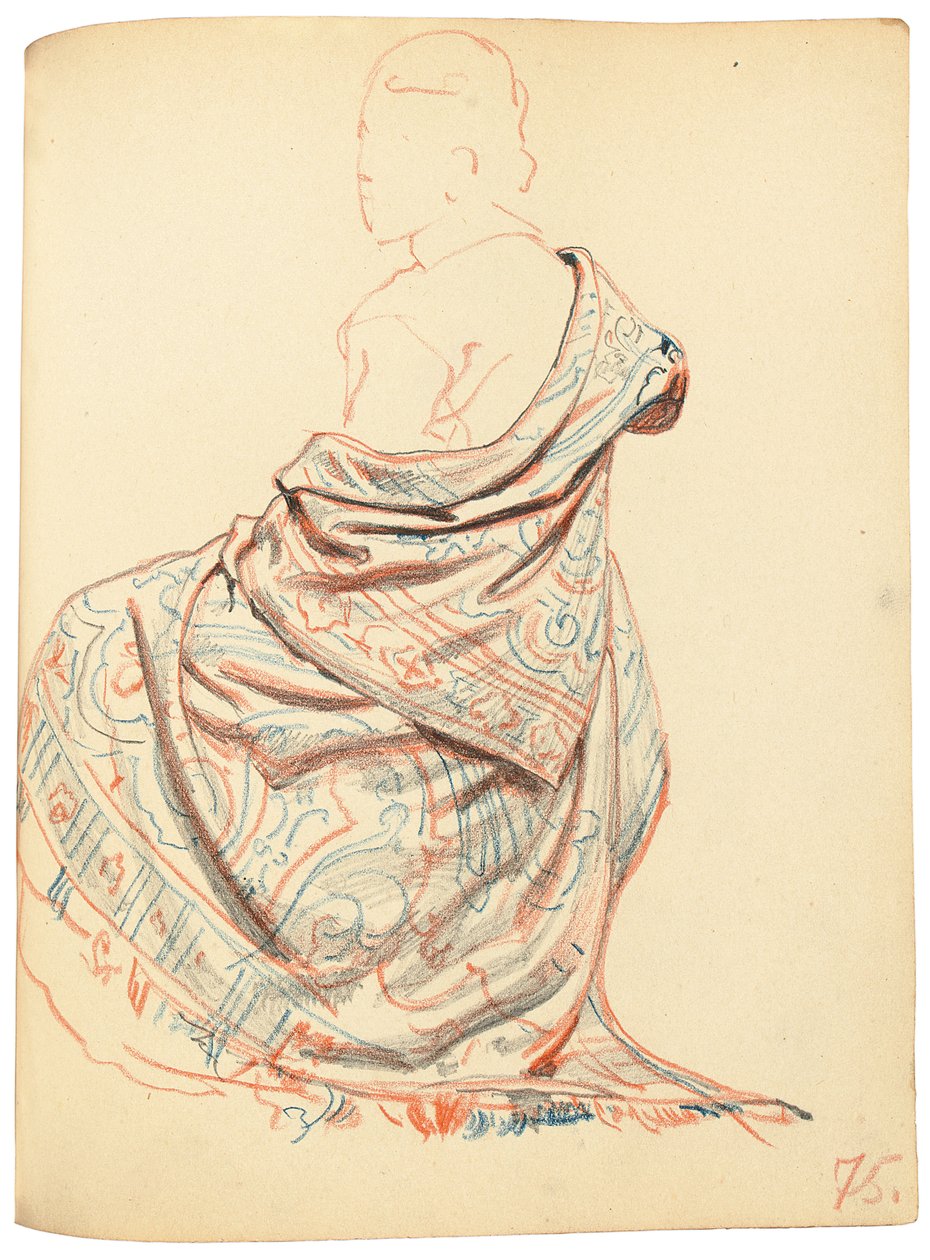 Studio per "Un caffè parigino": Studio del vestito per donna seduta, c. 1872-1875 da Ilya Efimovich Repin