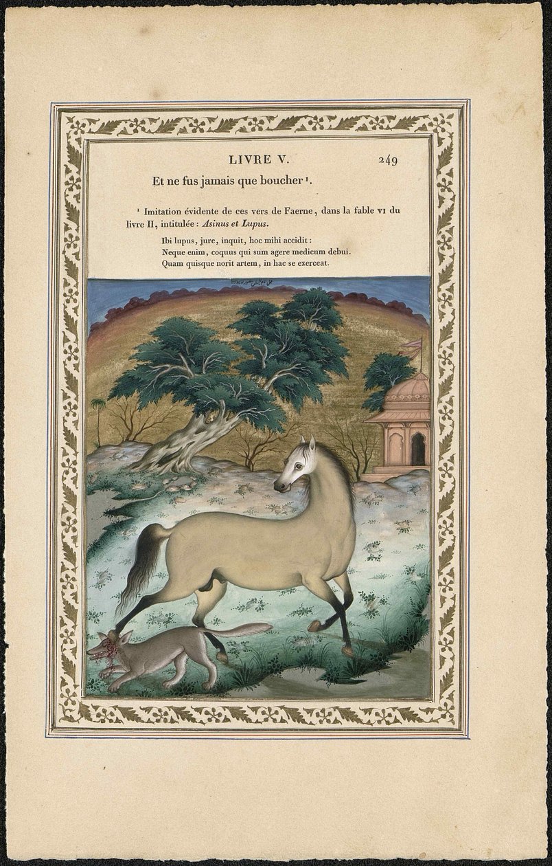 Il cavallo e il lupo, 1837-1839 da Imam Bakhsh Lahori