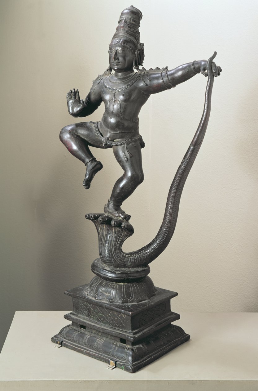 Krishna da ragazzo che doma il serpente Kalilya, Madras, XVI-XVII secolo da Indian School