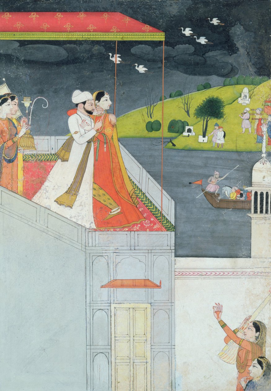 Amanti su una terrazza, c.1780-1800 da Indian School