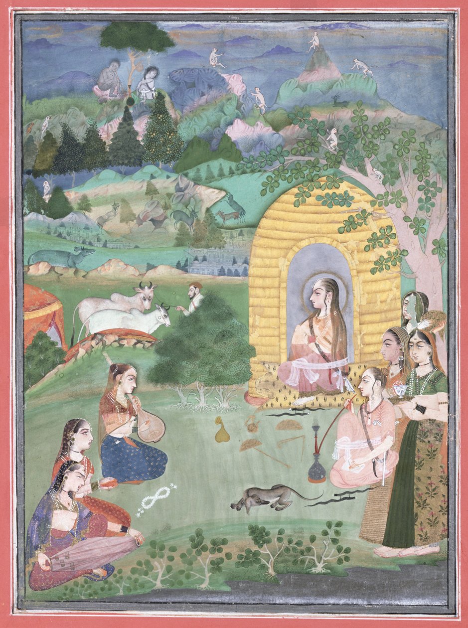 Miniatura di una yogini in un paesaggio, Bikaner, 1680 da Indian School