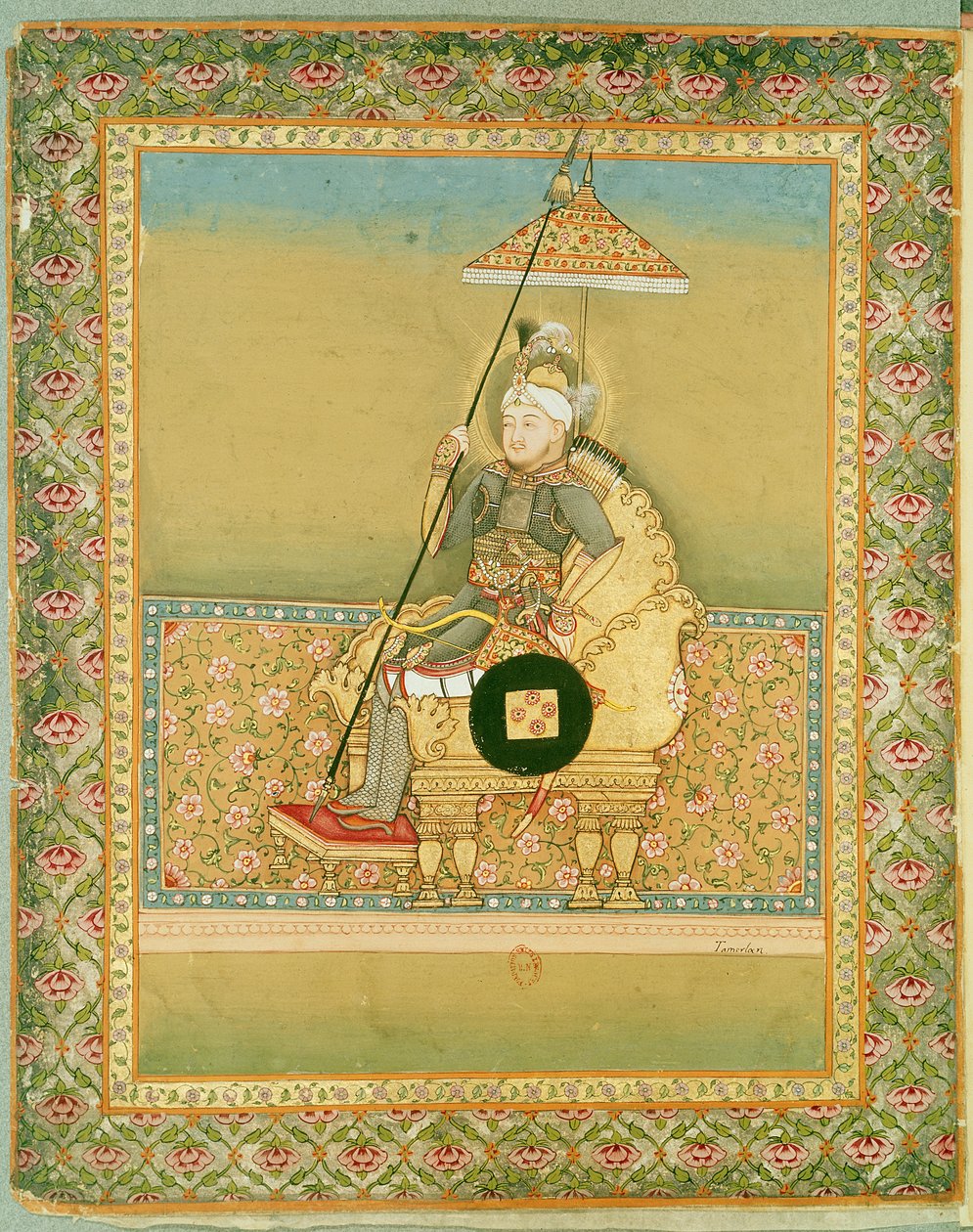 Tamerlano (1336-1404) da un album di ritratti di imperatori Moghul, 1774 da Indian School