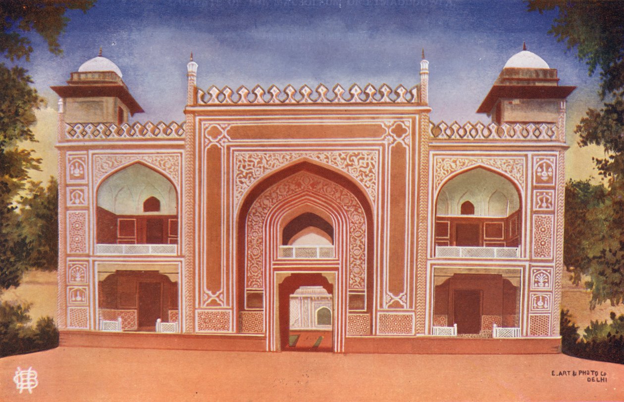 Agra: La porta del mausoleo di Etmadudowla (foto a colori) da Indian photographer
