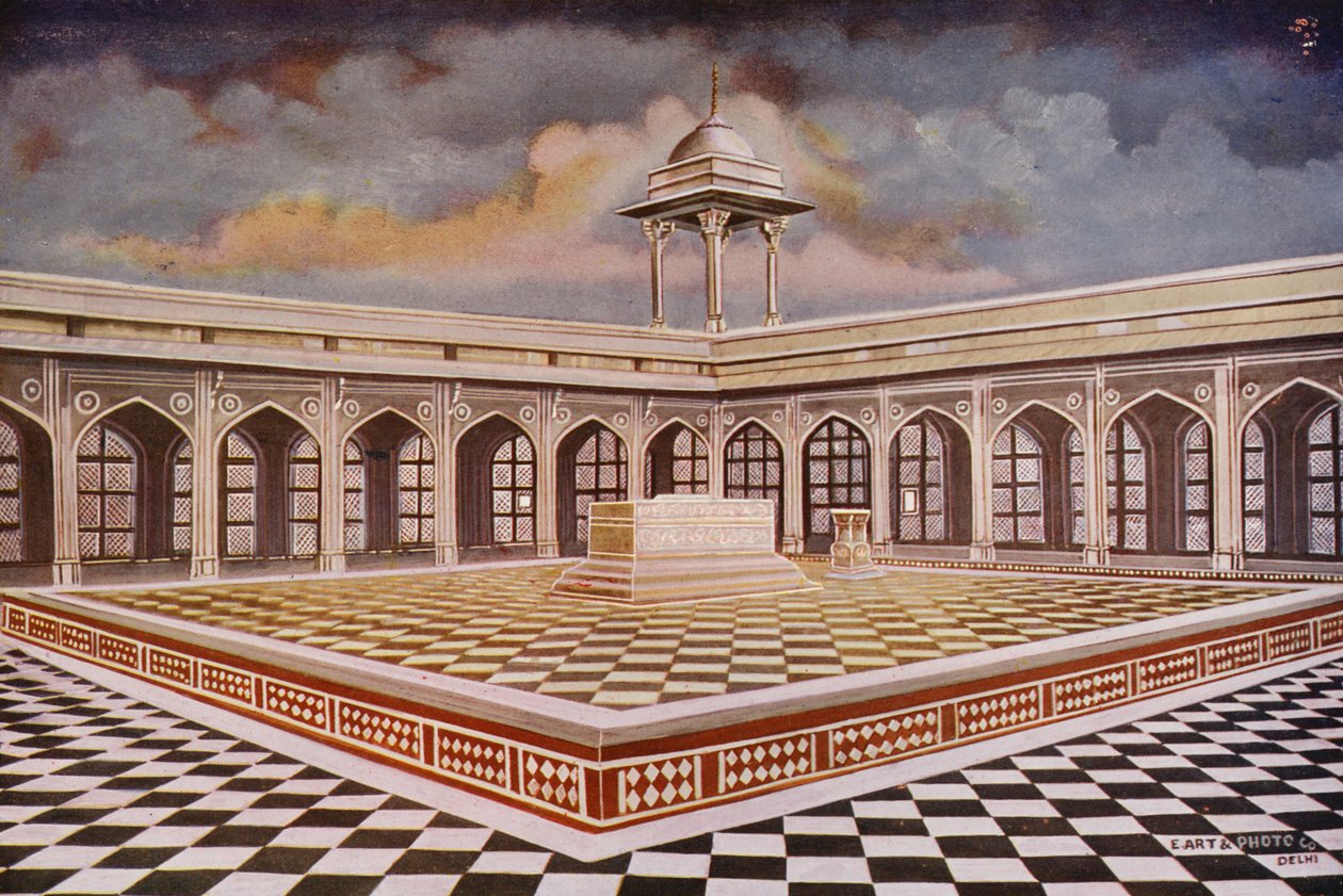 Agra: La tomba di Akbar con i suoi edifici in marmo (foto a colori) da Indian photographer