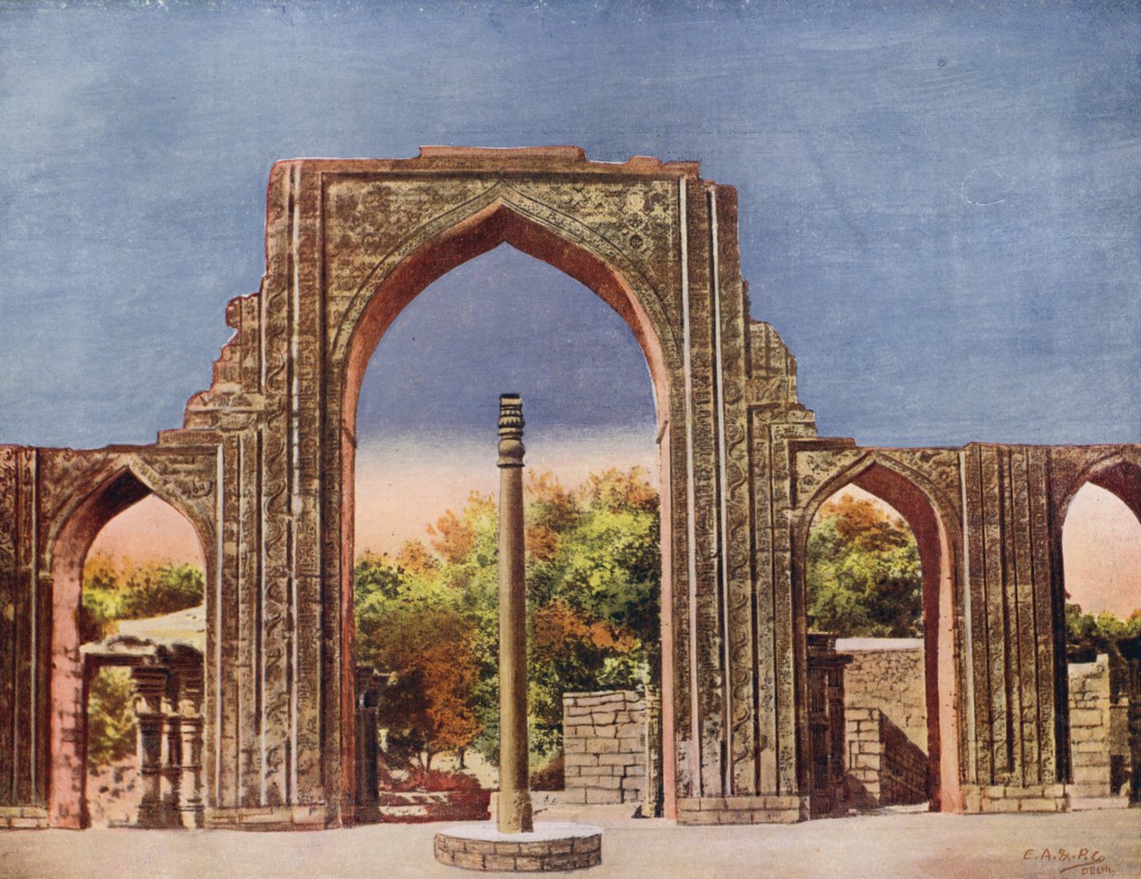 Masjid Quwat-ul-Islam e colonna di ferro, Delhi, India (foto a colori) da Indian photographer