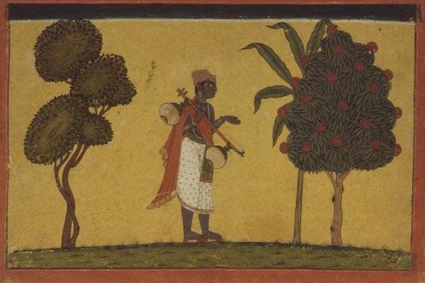 Madhavanala con una vite nella foresta da una serie 