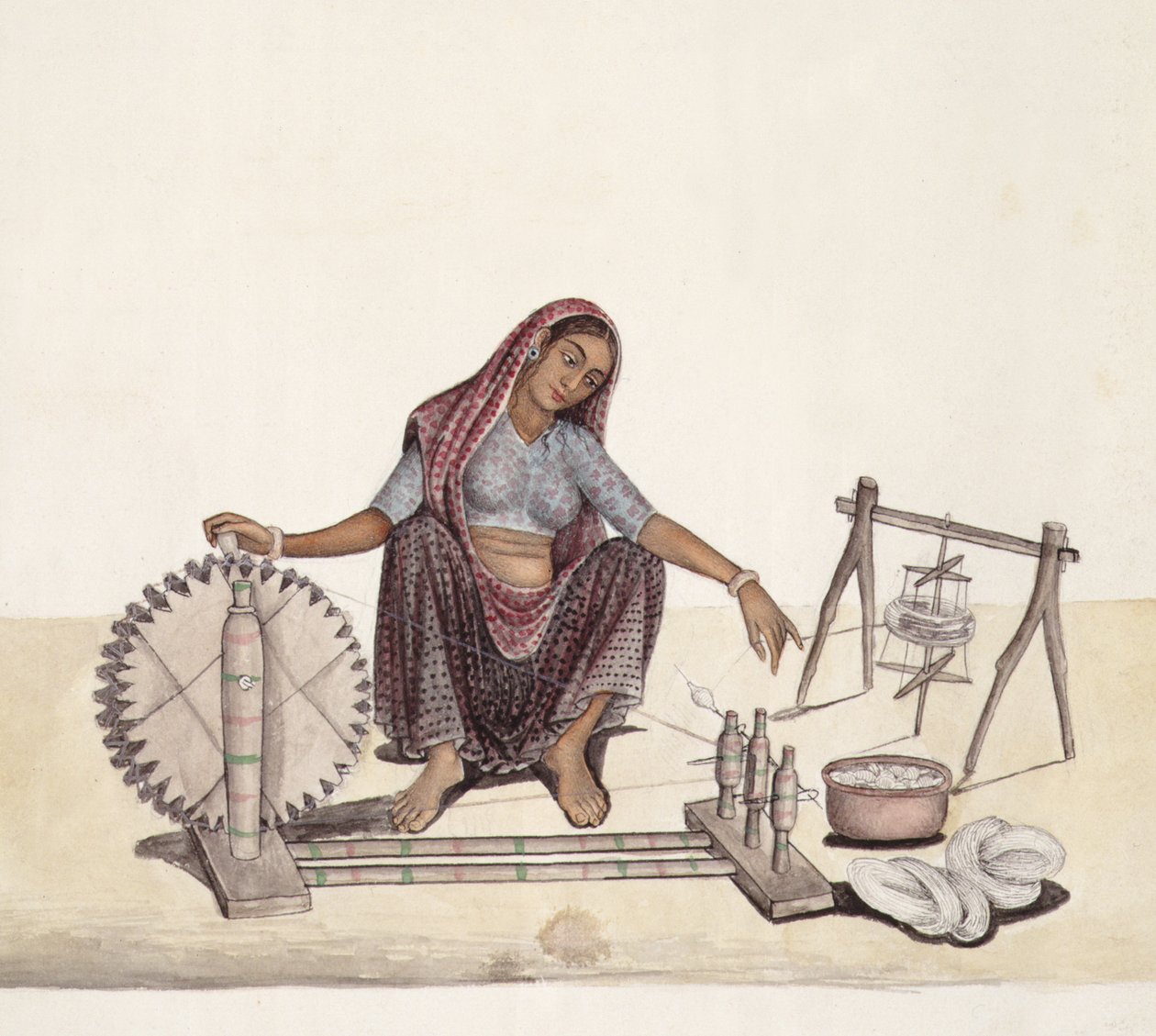 AS10 Vol.52 ff.4 4899 cat 201 i-iv Donna che fila cotone, Bombay da Indian School