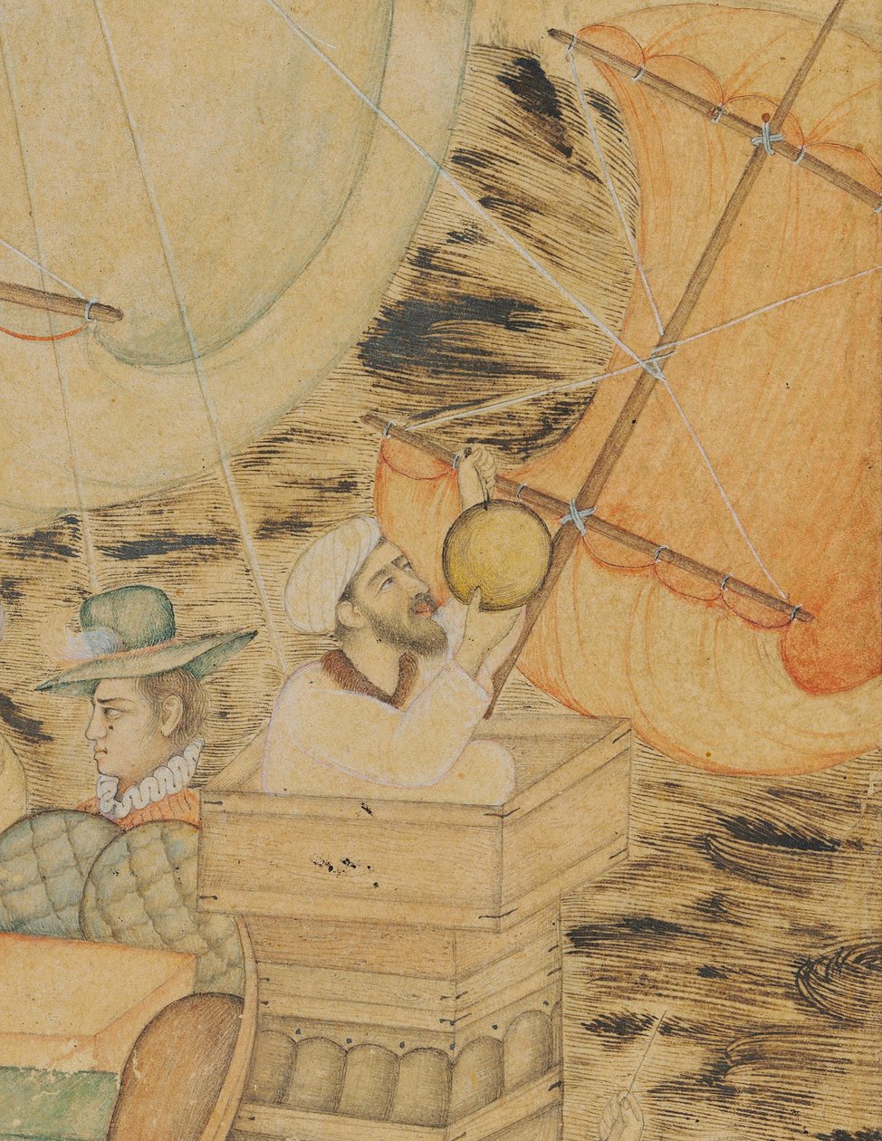 Una caravella attaccata da un mostro marino, Mughal India, c.1590 da Indian School