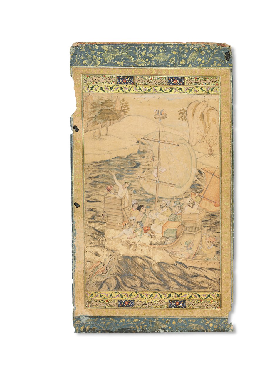 Una caravella attaccata da un mostro marino, Mughal India, c.1590 da Indian School
