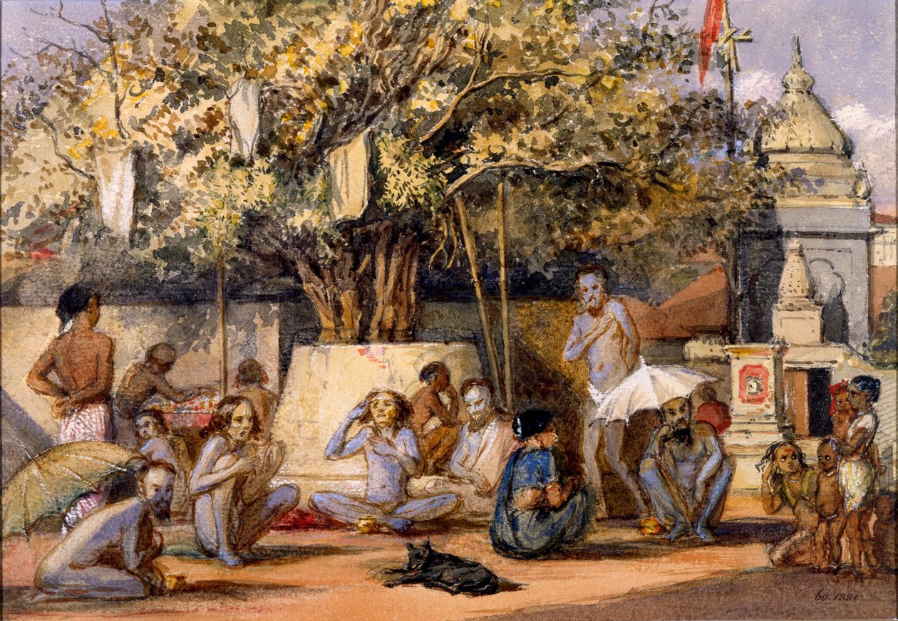 Byragis, mendicanti religiosi indù che si preparano per un festival, Beach Candy, Bombay da Indian School