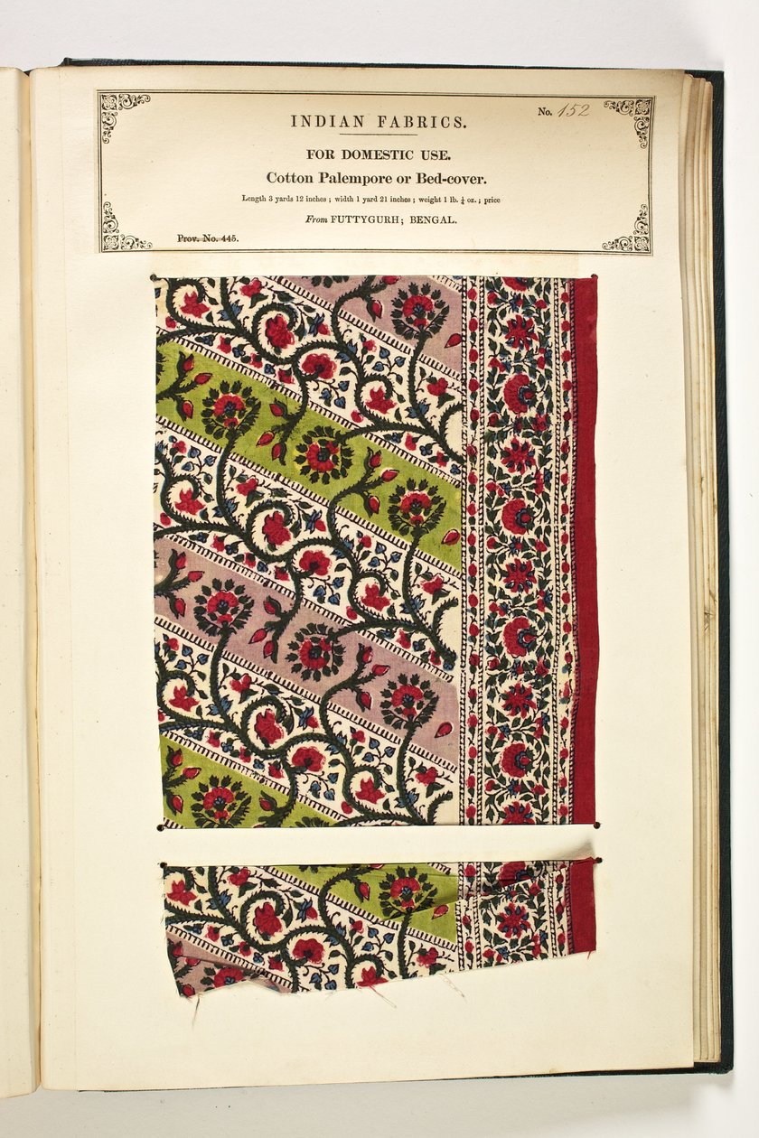 Cotone Palempore o Copriletto, Fatehgarh, Uttar Pradesh, India, per Uso Domestico, No. 152 da "La Collezione dei Produttori di Tessuti dell