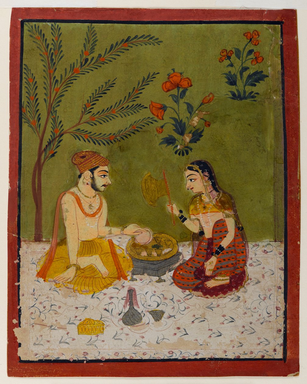Coppia seduta sotto un albero, c.1700 da Indian School
