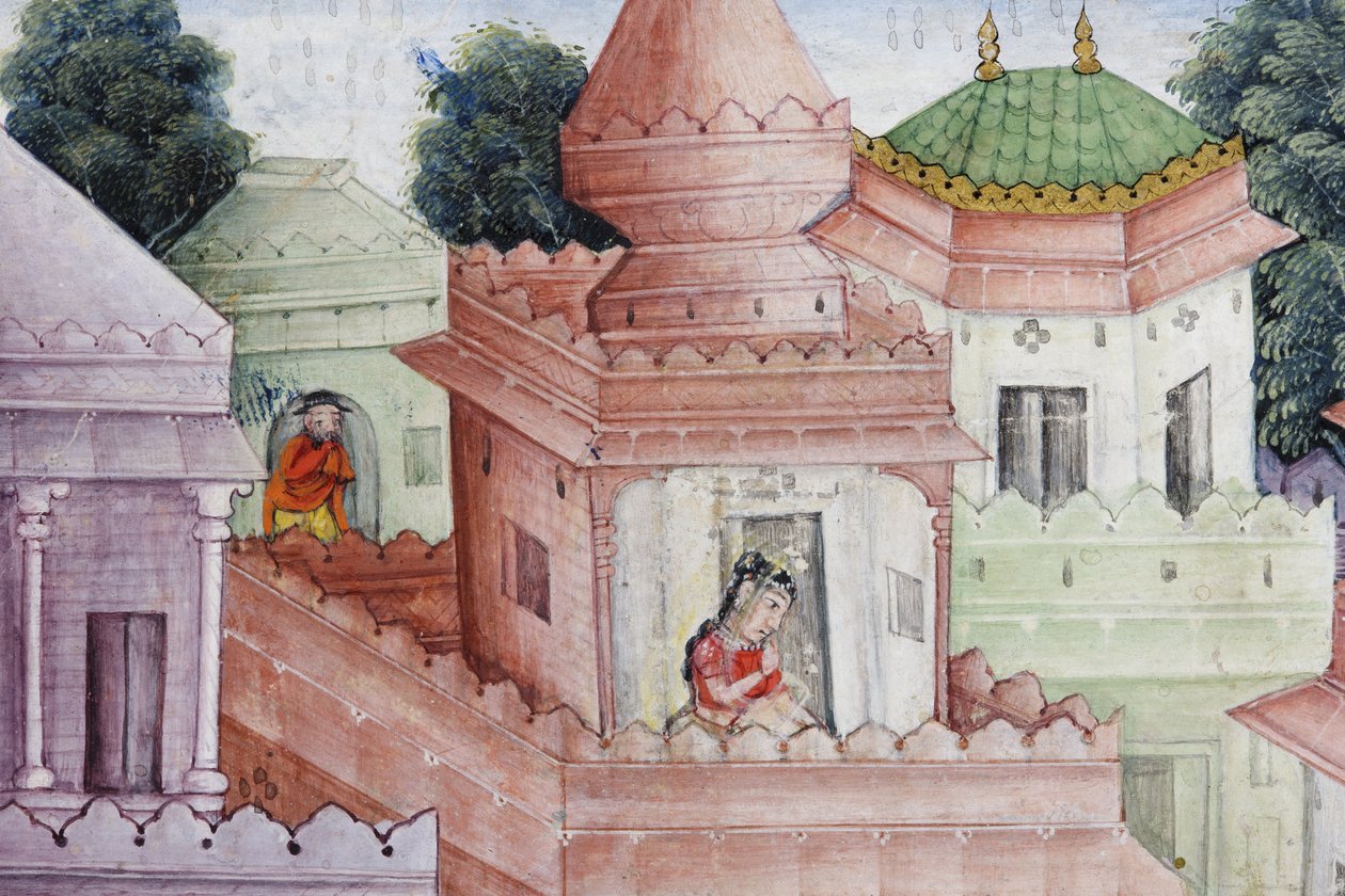 (dettaglio) Krishna uccide il demone Narakasura con il suo disco da Indian School