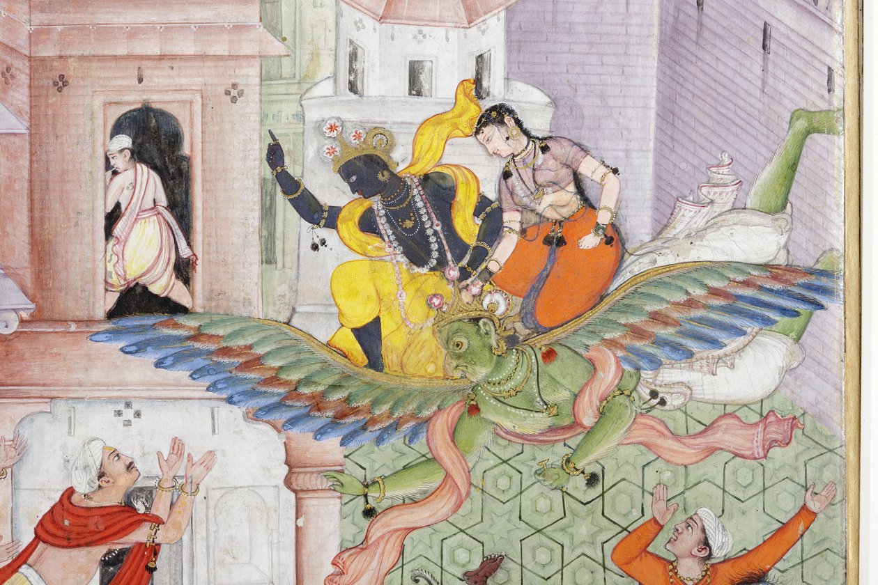 (dettaglio) Krishna uccide il demone Narakasura con il suo disco da Indian School