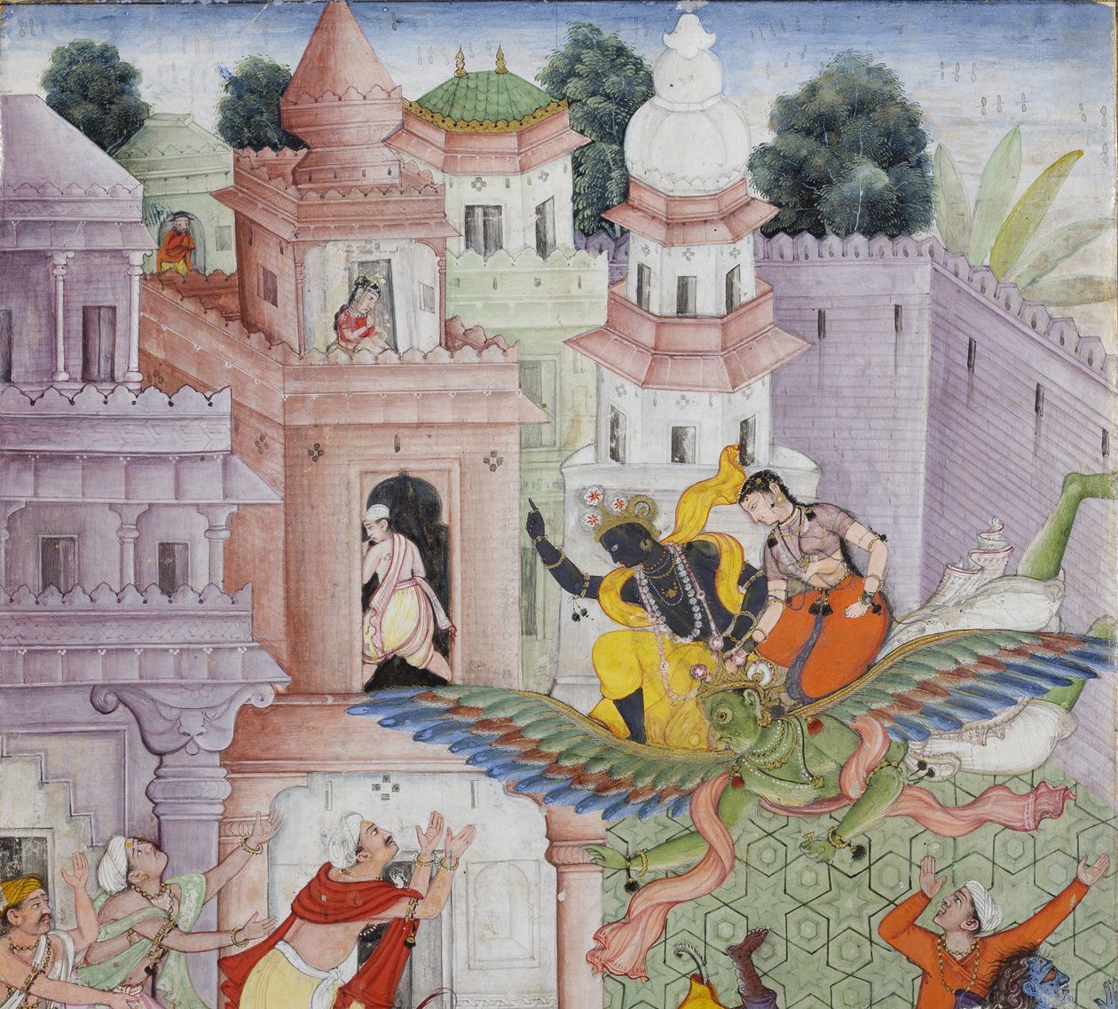 (dettaglio) Krishna uccide il demone Narakasura con il suo disco da Indian School
