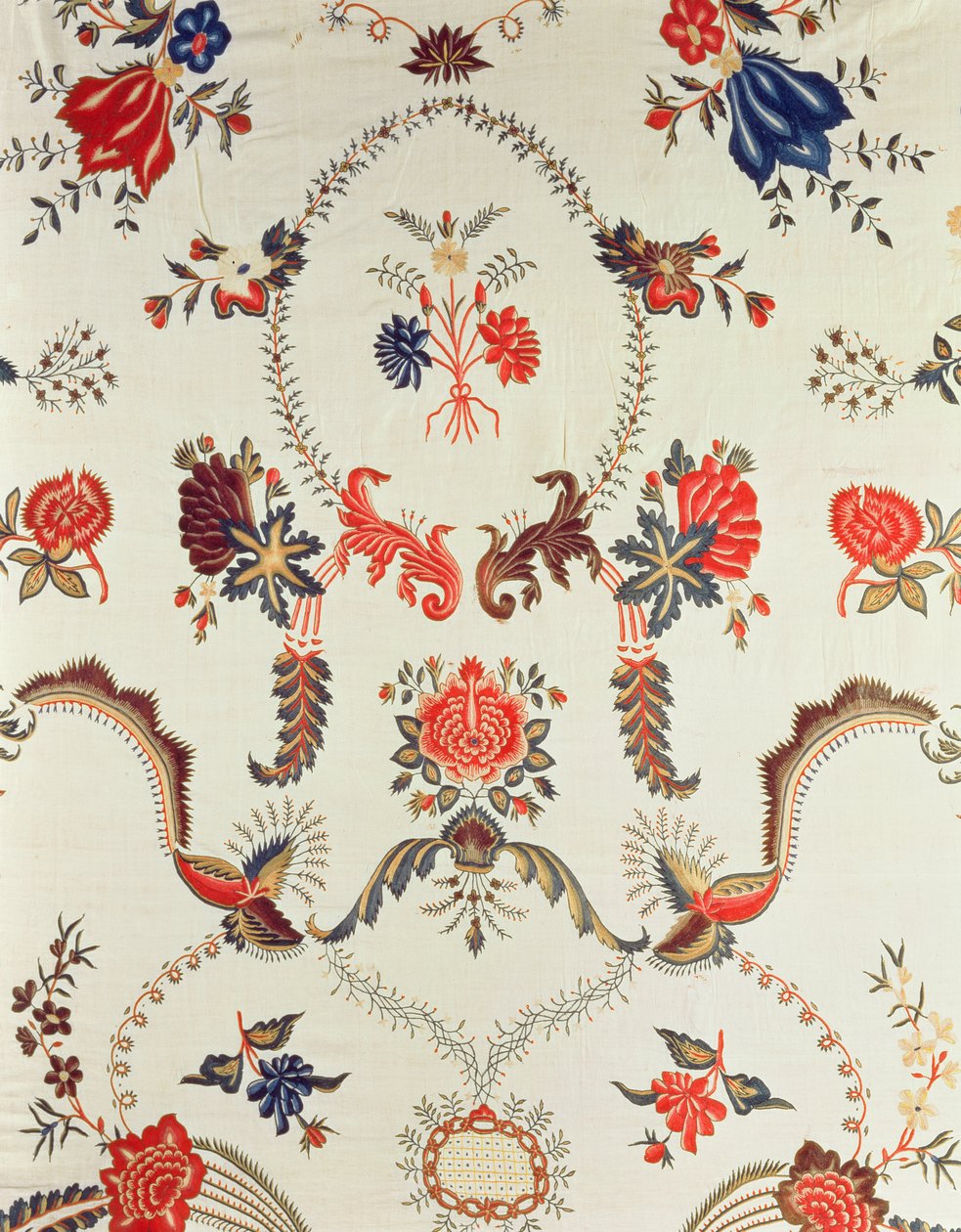 (dettaglio) di tessuto ricamato, realizzato per il mercato europeo, c.1725-50 da Indian School