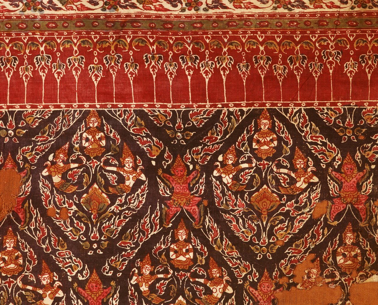 Tessuto del periodo Ayutthaya con design thailandesi da Indian School