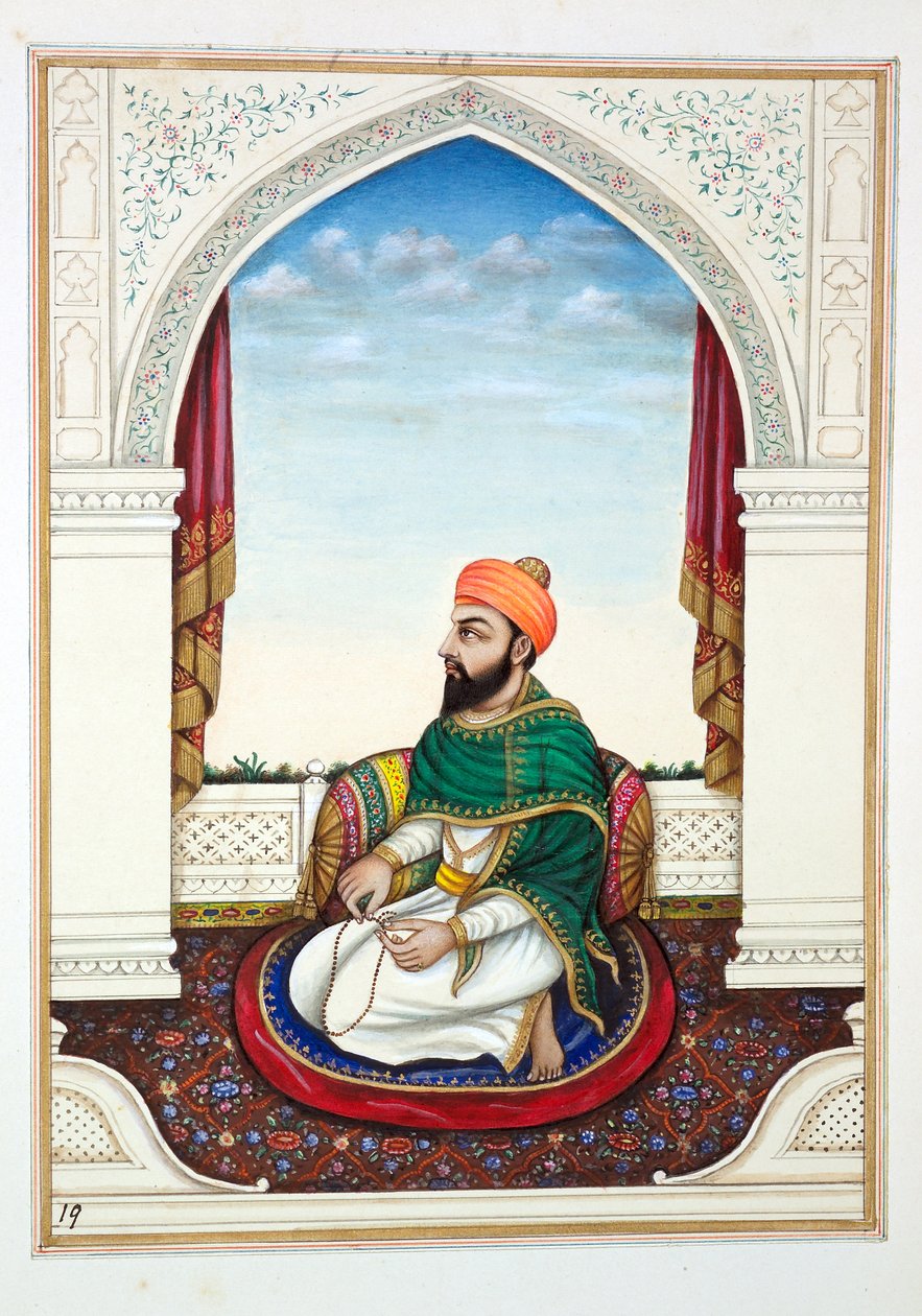 Fakir Syad Aziz-o-Deen, dal Regno del Punjab, i suoi Sovrani e Capi, volume I, un volume di 27 studi ad acquerello di un artista indiano non identificato, c.1840 da Indian School