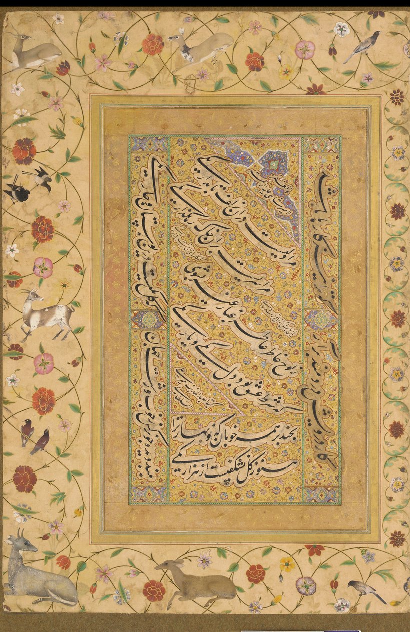 Foglio dal Tardo Album Shahjahan (Una Poesia di Amir Shahi), India, dinastia Mughal da Indian School